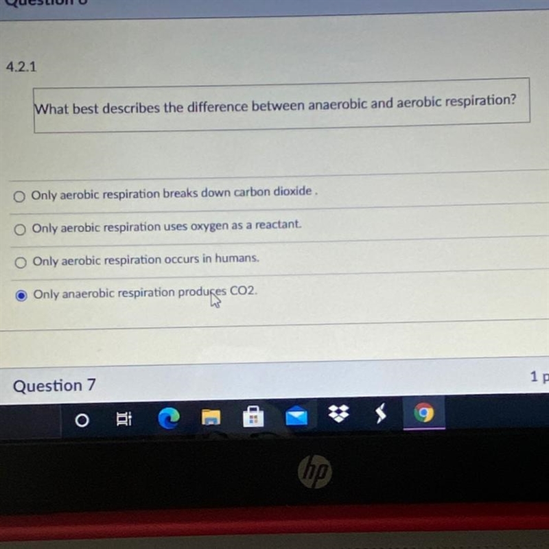 What best describes the difference between anaerobic and aerobic respiration? o Only-example-1