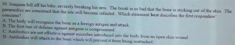 Joaquim fell his severely breaking his arm. The break is so bad that the bone is sticking-example-1