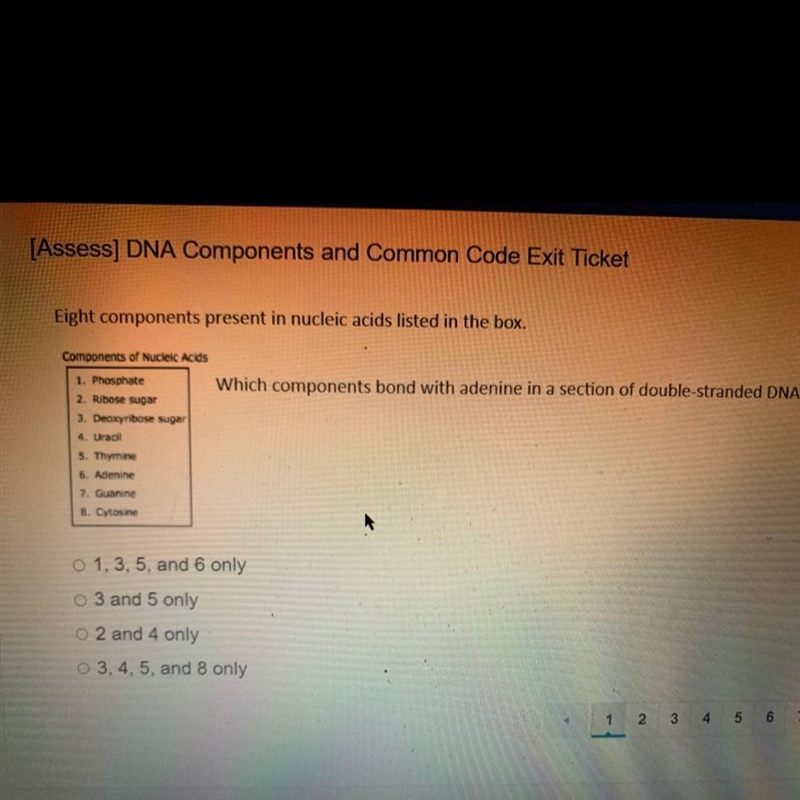 Which components bond with andenine in a section if double stranded DNA-example-1