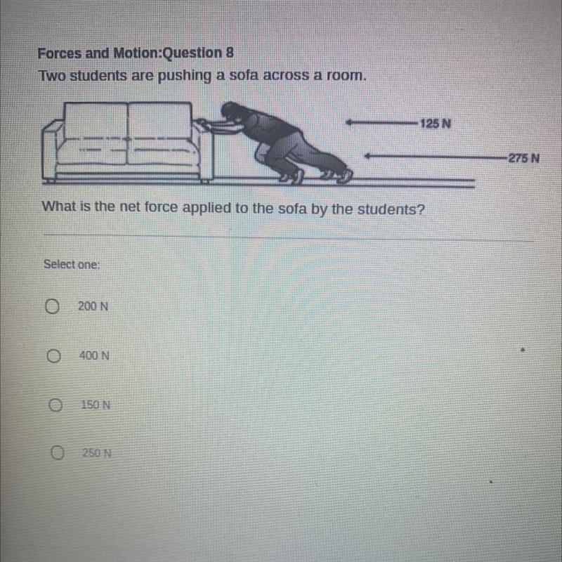 Two students are pushing a sofa across a room what is the net force applied to the-example-1