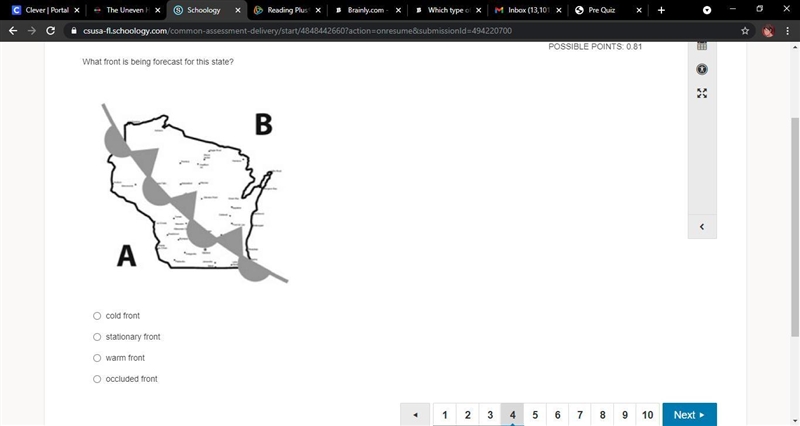 What front is being forecast for this state?-example-1