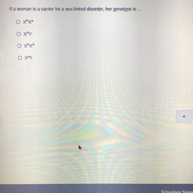 If a woman is a carrier for a sex-linked disorder, what is her genotype?-example-1