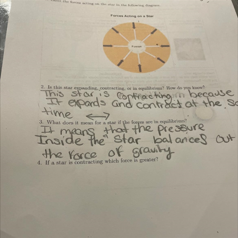 If a star is contracting which force is greater?-example-1