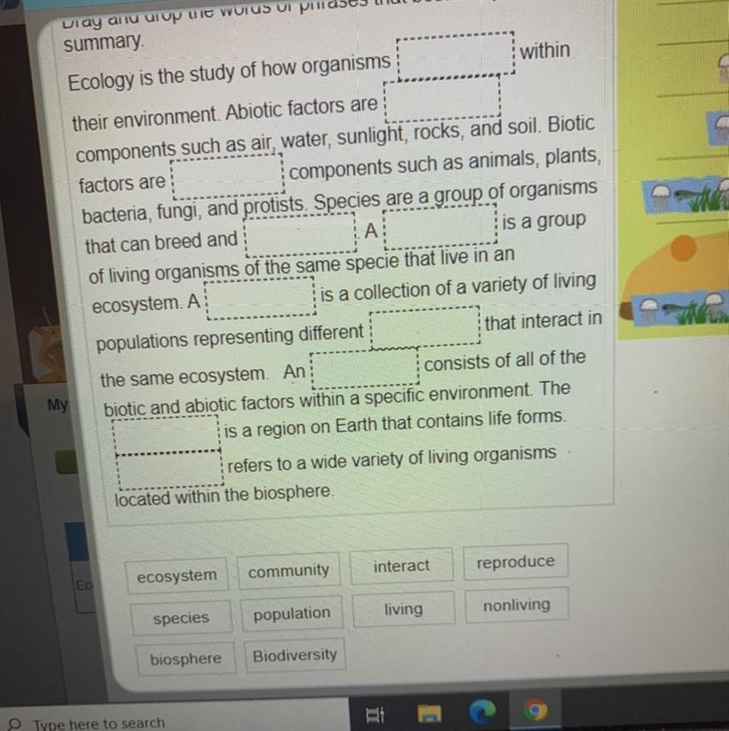 Fill the vocab biology-example-1