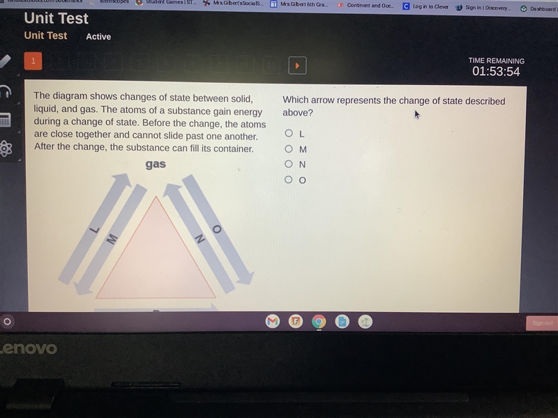 Which arrow represents the change of state described above-example-1