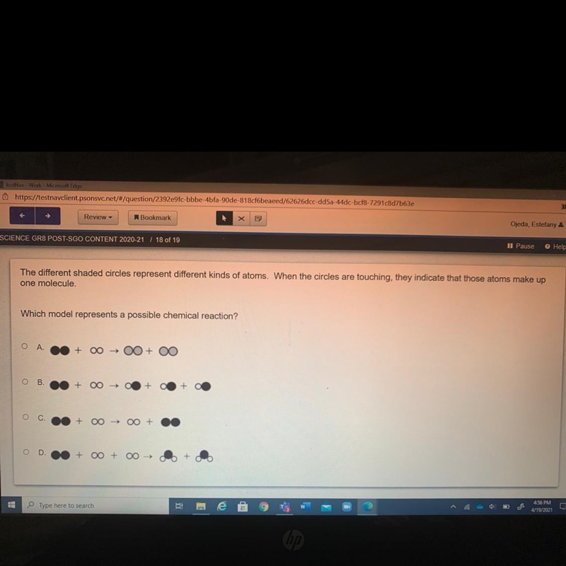 Which model represents a possible chemical reaction-example-1