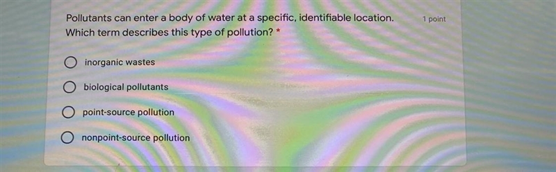 Pollutants can enter a body of water at a specific, identifiable location. Which term-example-1