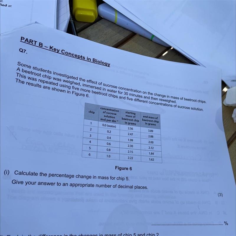 Calculate percentage change in mass for chip 5-example-1