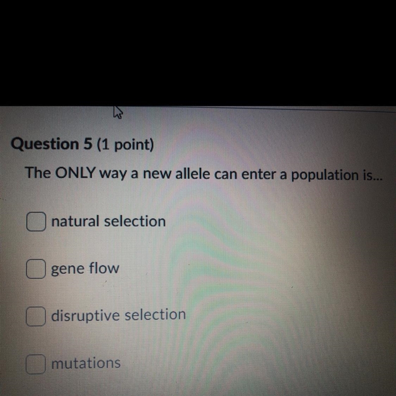 The ONLY way a new allele can enter a population is-example-1