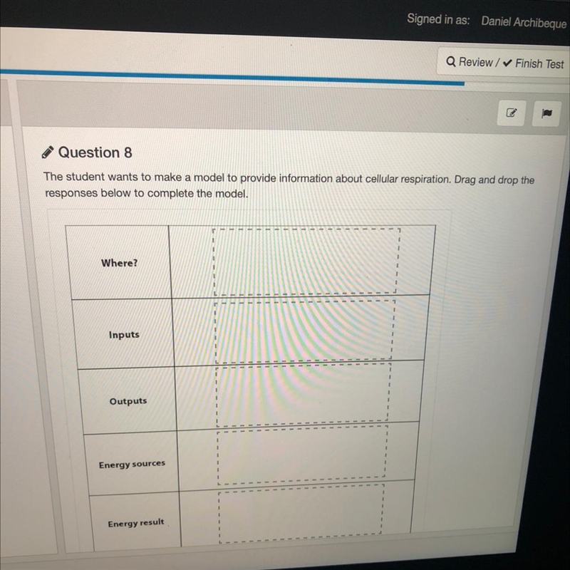 The student wants to make a model to provide information about cellular respiration-example-1