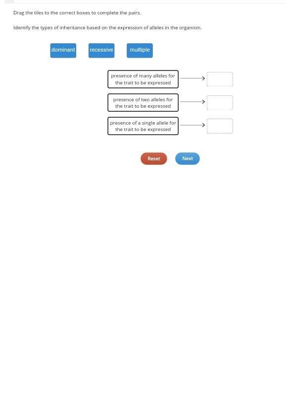 Drag the tiles to the correct boxes to complete the pairs. Identify the types of inheritance-example-1