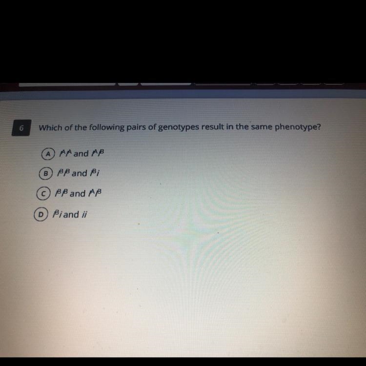 Which of the following pair of genotypes result in the same phenotype?-example-1