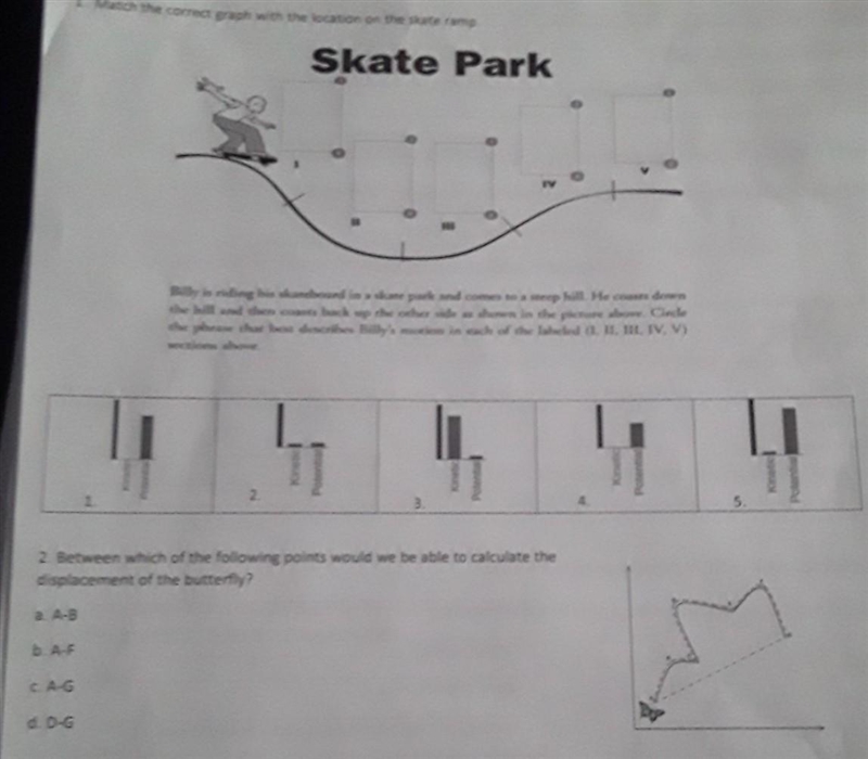 Between which of the following points would we be able to calculate the displacement-example-1