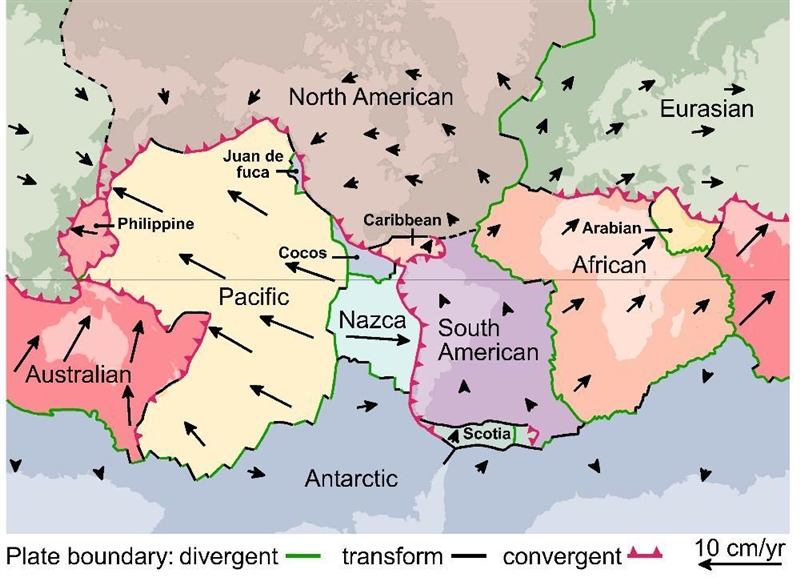 Look at the map below. What type of plate boundary separates Nazca and South America-example-1