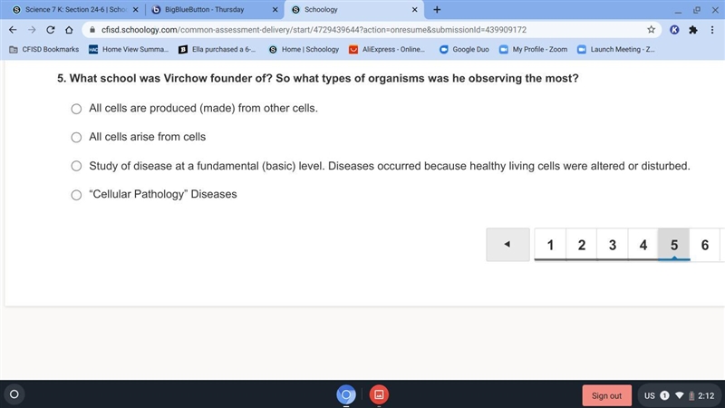 5. What school was Virchow founder of? So what types of organisms was he observing-example-1