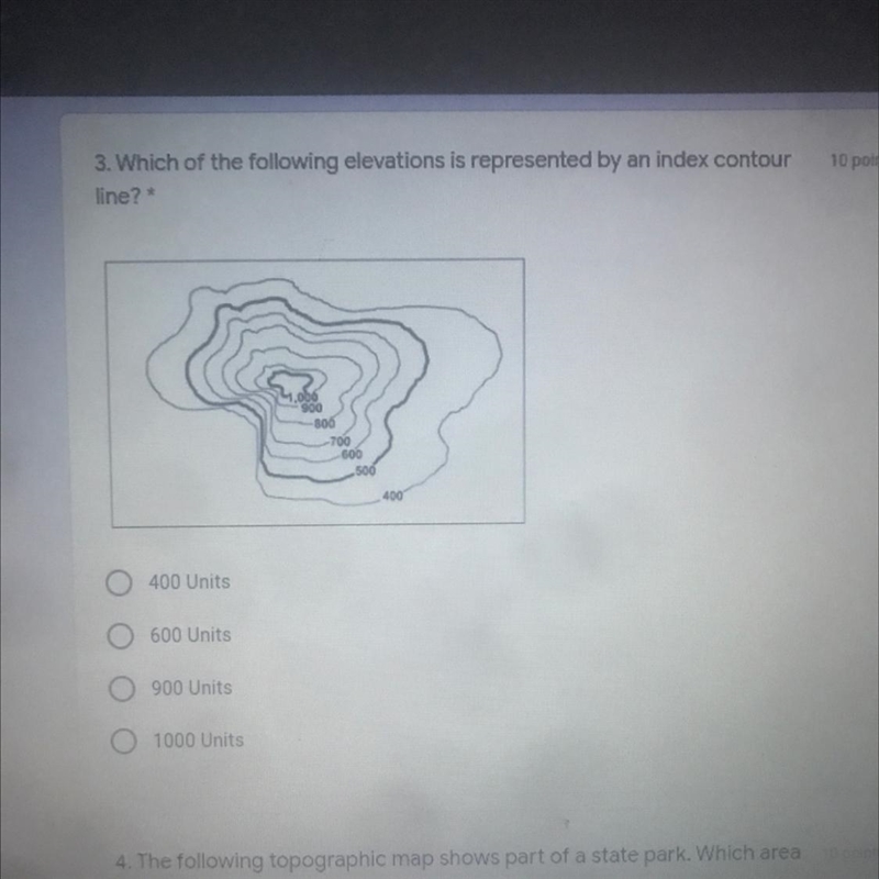 3. Which of the following elevations is represented by an index contour line?-example-1