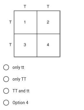 The punnett square below shows a cross between two tall plants TT and TT. The labeled-example-1