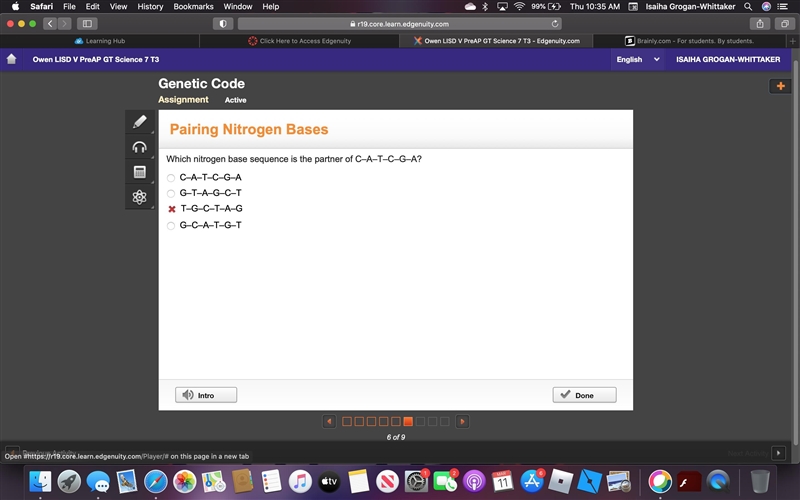 Please help me not timed but still need help: Which nitrogen base sequence is the-example-1