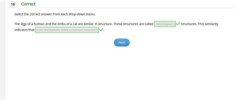 Select the correct answer from each drop-down menu. The legs of a human and the limbs-example-1