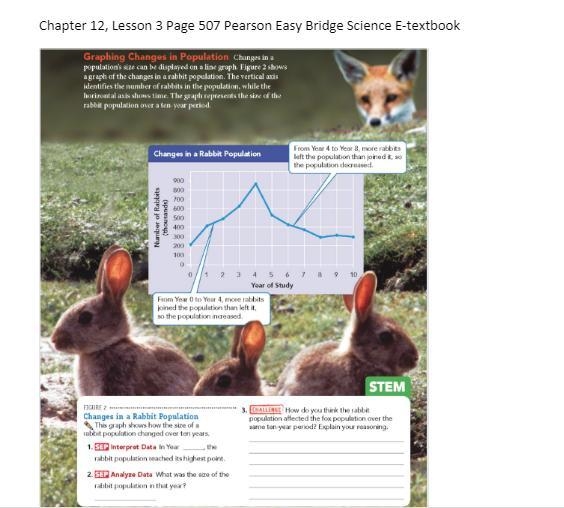 How do you think the rabbit population affected the fox population over the same ten-example-1