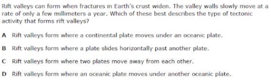 Rift valleys can form when fractures in the Earth's crust widen. The valley walls-example-1