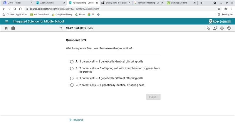 Which sequence best describes asexual reproduction?-example-1