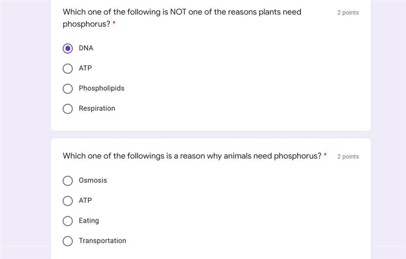 Which one of the following is NOT one of the reasons plants need phosphorus? And Which-example-1