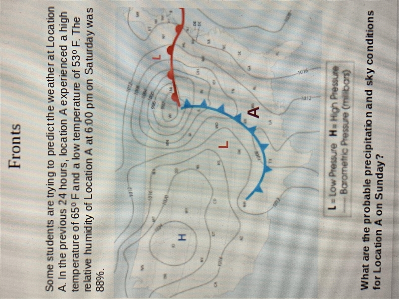 What are the probable precipitation and sky condition for Location A on Sunday?-example-1