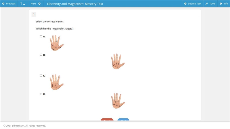 PLEASE HELP Which hand is negatively charged?-example-1