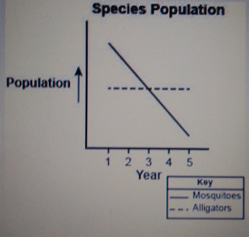 The graph shows the population of alligators and mosquitoes in a pond ecosystem where-example-1