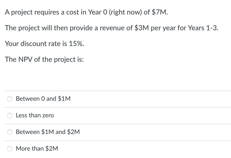 A project requires a cost in Year O (right now) of $7M. The project will then provide-example-1