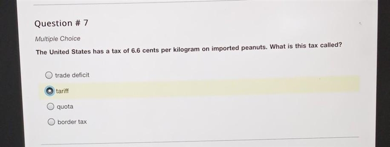 The United States has a tax of 6.6 cents per kilogram on imported peanuts. What is-example-1