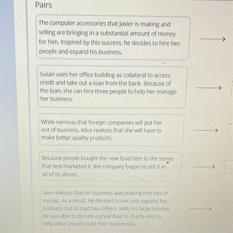 Drag the tiles to the correct boxes to complete the pairs Match each phrase with the-example-1