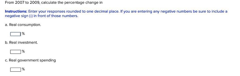 From 1990 to 2000, calculate the percentage change in Instructions: Enter your responses-example-2