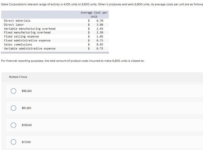 For financial reporting purposes, the total amount of product costs incurred to make-example-1