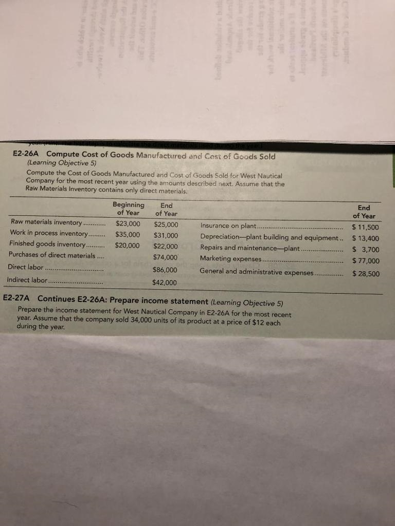 2-26A Compute Cost of Goods Manufactured and Cost of Goods Sold Learning Objective-example-1