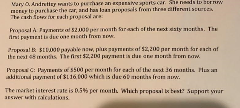 Mary O. Andrettey wants to purchase an expensive sports car. She needs to borrow money-example-1