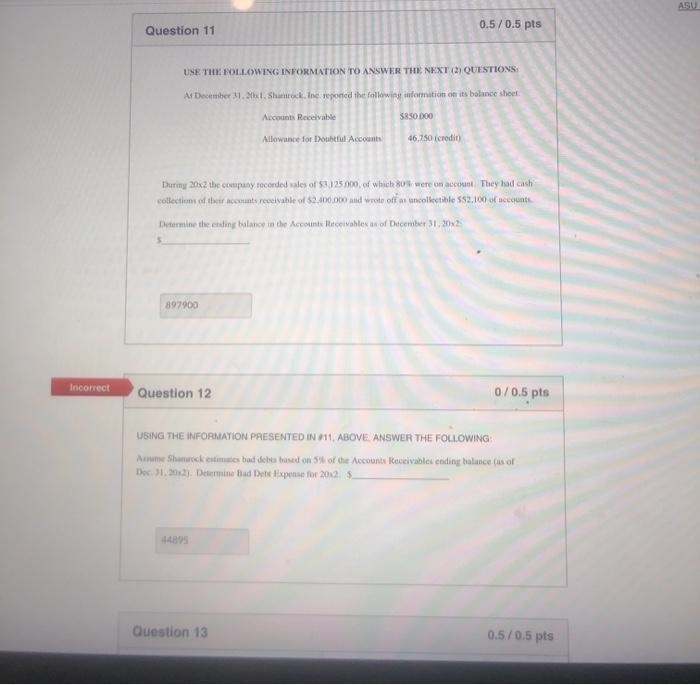 Assume Shamrock estimates bad debts based on 5% of the Accounts Receivables ending-example-1