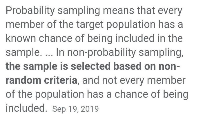 What is probability and non probability sampling?-example-1