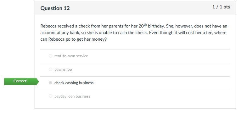 Rebecca received a check from her parents for her 20th birthday. She, however, does-example-1