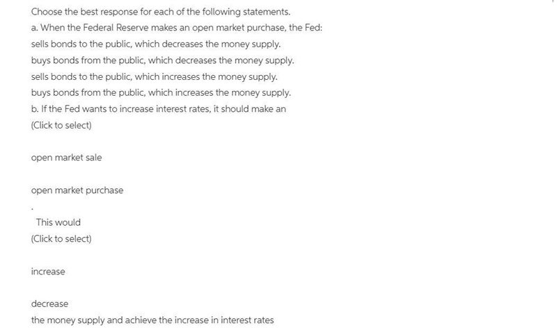 g Choose the best response for each of the following statements. a. When the Federal-example-1