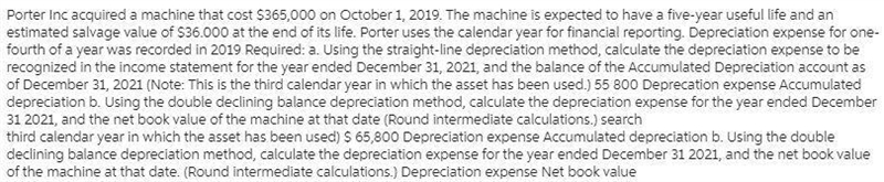 Porter Inc. acquired a machine that cost $367,000 on October 1, 2019. The machine-example-1