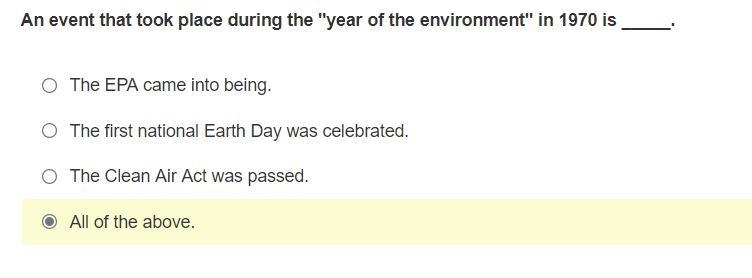 An event that took place during the "year of the environment" in 1970 is-example-1