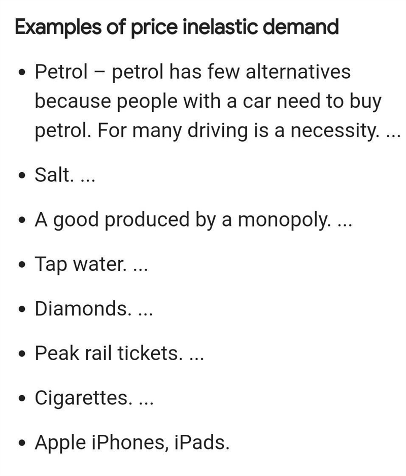 Name two product with an inelastic demand​-example-1