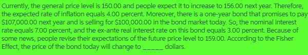 The general price level is 150.00 and people expect it to increase to 156.00 next-example-1