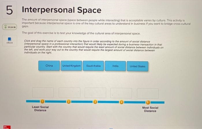 The amount of interpersonal space (space between people while interacting) that is-example-1