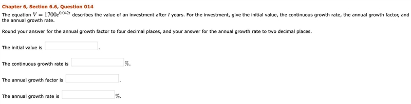 The equation describes the value of an investment after years. For the investment-example-1