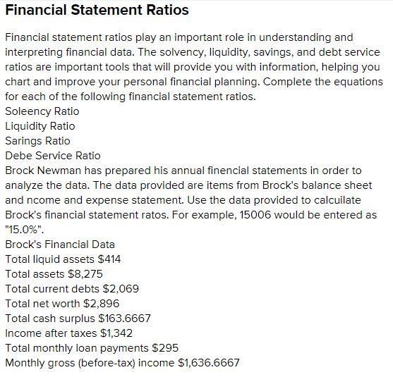 Financial statement ratios play an important role in understanding and interpreting-example-1