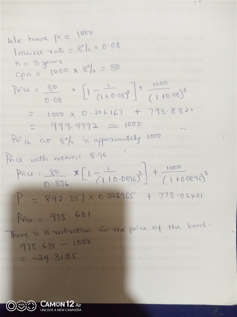 What happens to the price of a three-year annual coupon paying bond with an 8% coupon-example-1