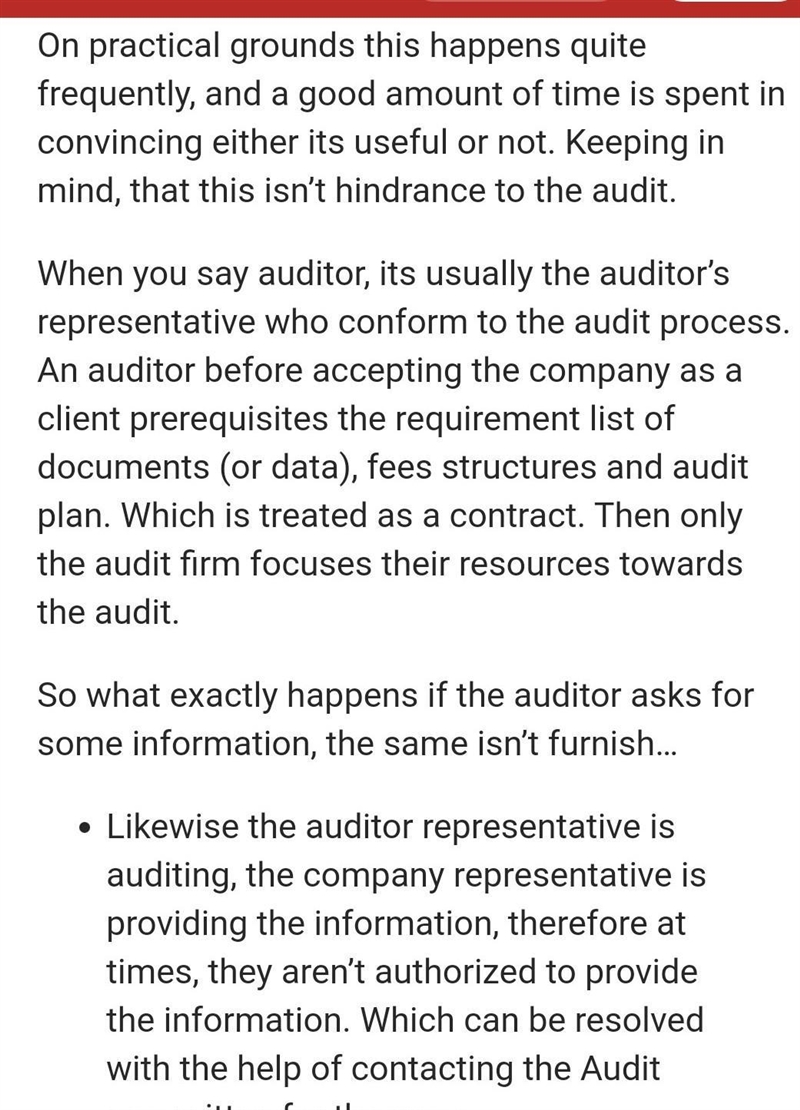 What are the consequences on the auditor if he auditor fails to report information-example-1